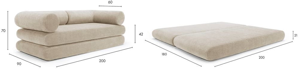 Circlus Daybed L Shaped Cushions 413 wymiary