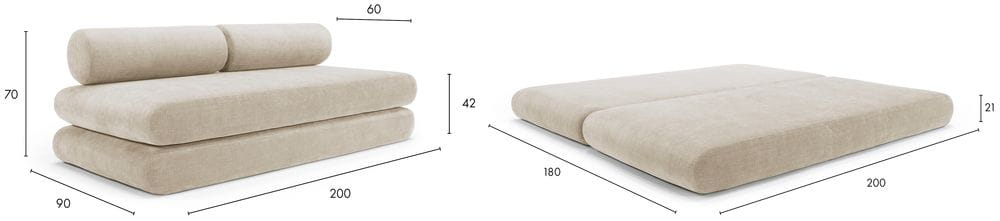 Circlus Daybed Round Cushions 413 wymiary