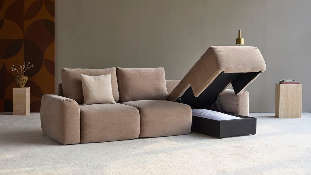Norum Chaise Sofa Bed Chunky Arms 417