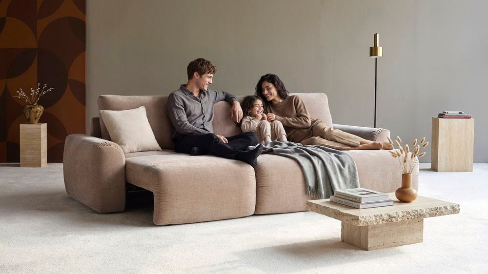 Norum Chaise Sofa Bed Chunky Arms 417