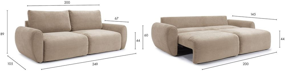 Norum Sofa Bed with curve arms 411