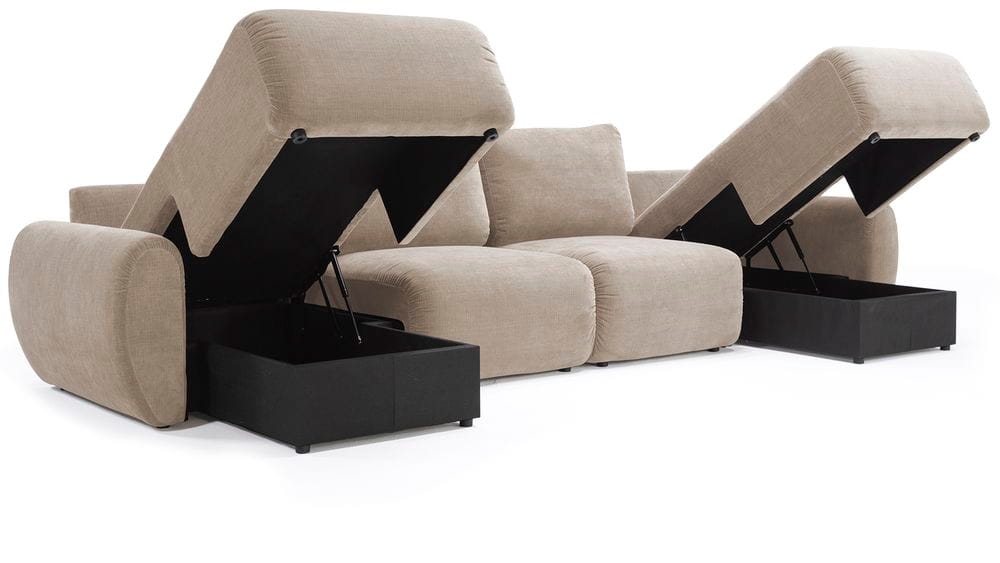 Norum U Shape Sofa Bed With Curve Arms 411