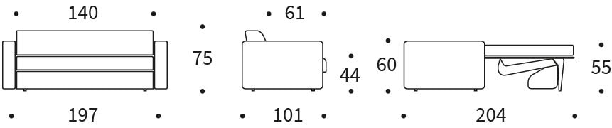 Killian 140 sofa wymiary