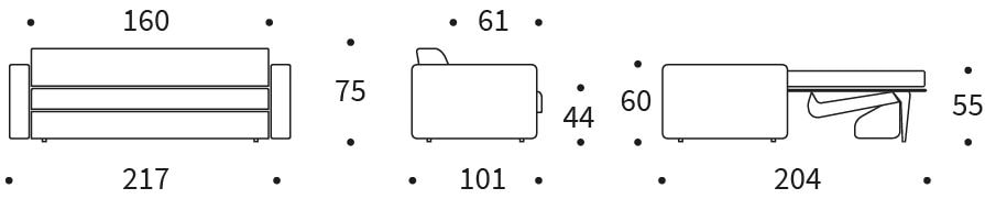 Killian 160 sofa wymiary