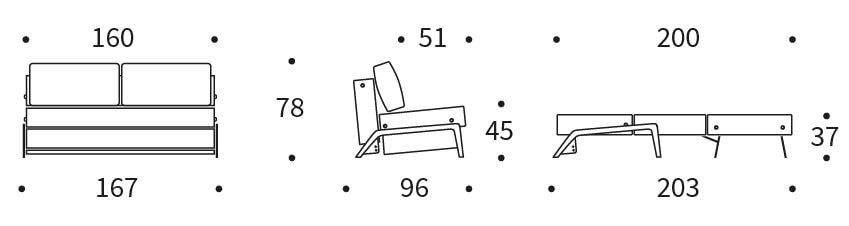 cubed 160 sofa bed aluminium