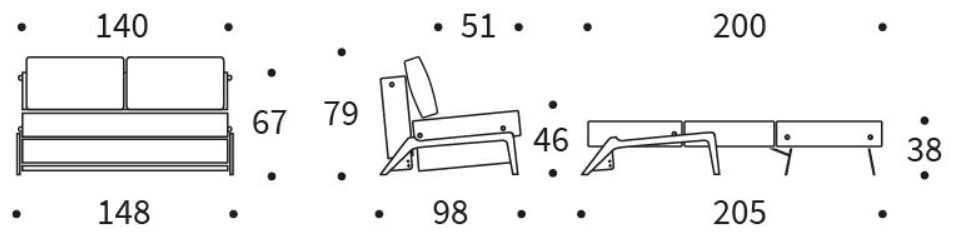 ilb 500 sofa 140cm wymiary