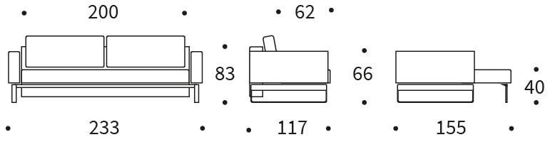 CASSIUS DELUXE EXCESS LOUNGER sofa rozkładana - wymiary