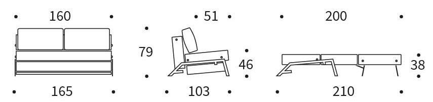CUBED 160 CHROM sofa z funkcją spania INNOVATION