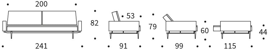 Dublexo sofa rozkładana z podłokietnikami - wymiary