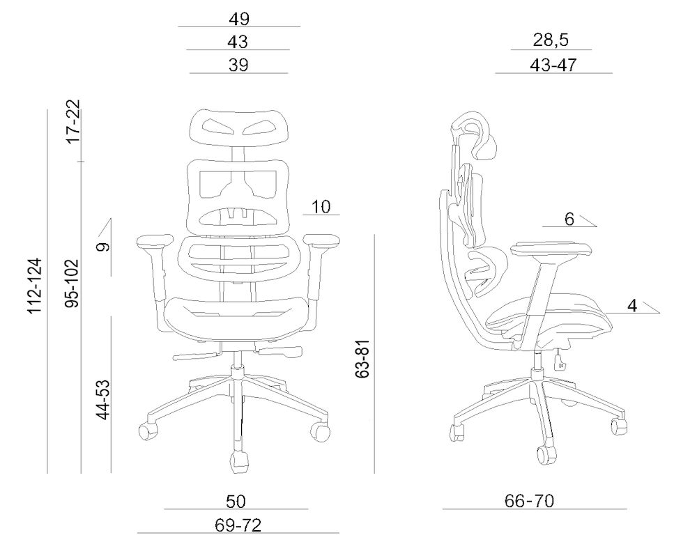 wymiary ergotech fotel