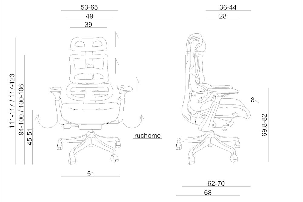 ERGOTHRONE fotel biurowy wymiary