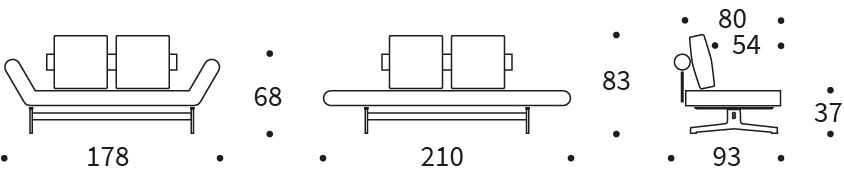 GHIA CHROM sofa - wymiary