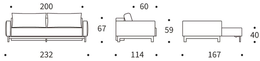 PYXIS DELUXE EXCESS LOUNGER sofa rozkładana - wymiary