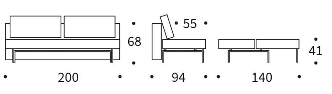 SLY wood sofa rozkładana - wymiary