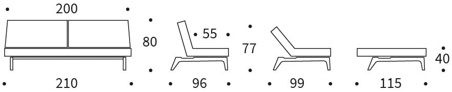 Splitback EIK sofa rozkładana - wymiary