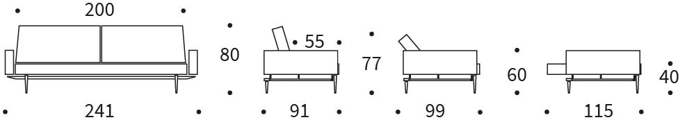 SPLITBACK sofa z podłokietnikami - wymiary