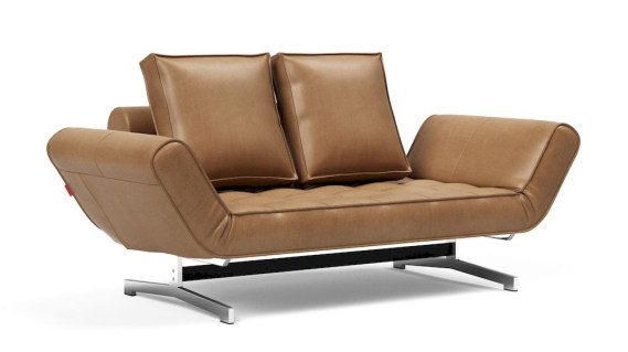 GHIA CHROM, leżanka z regulowanymi bokami, sofa z nogami chrom, leżanka pikowana, skandynawski design