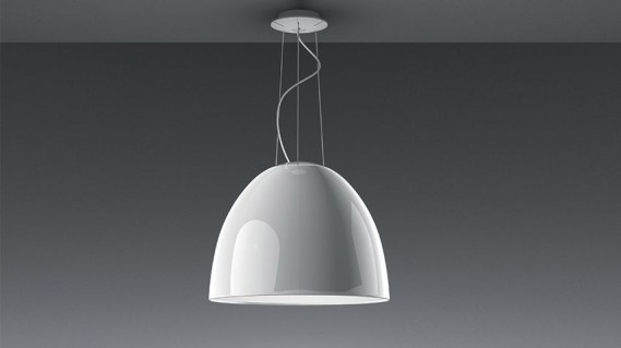ARTEMIDE NUR GLOSS SOFFITO HALO, biała lampa sufitowa, biała lampa wisząca, nowoczesne lampy, lampy wysoki połysk