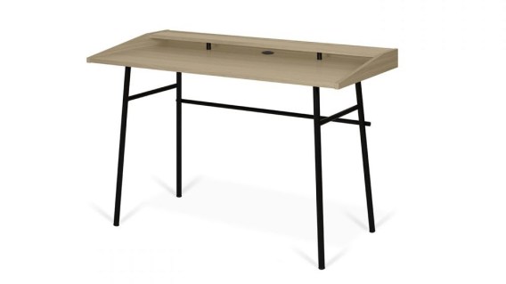 PLY, biurko dąb, biurko drewniane, biurko z czarnymi nogami, biurko nogi metal