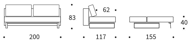 SUPREMAX DELUXE EXCESS LOUNGER sofa rozkładana - wymiary